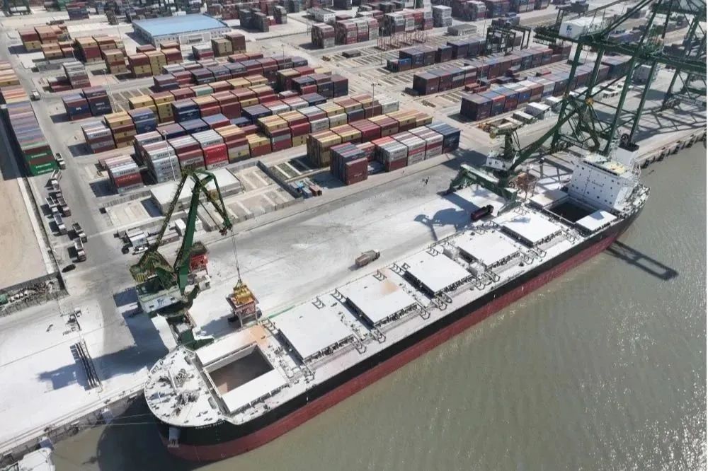 三争三提  福州港江阴港区迎来首批进境散粮02.jpg